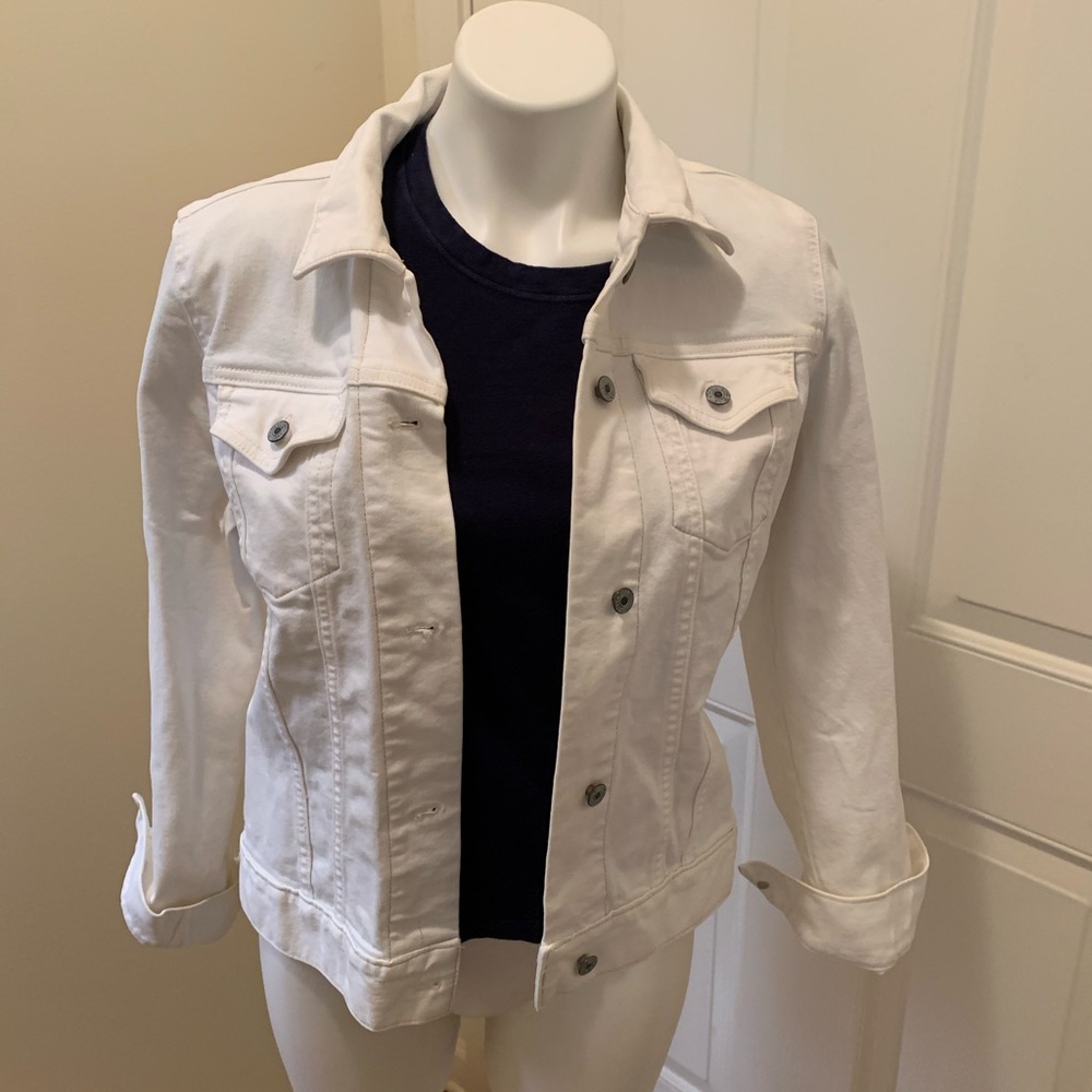 Gap, Medium, White Blue Jean Jacket - image 5